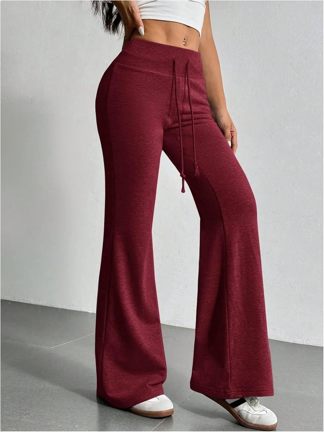 SHENHE Women's Drawstring Waist Bell Bottom Flare Leg Sweatpants Sports Causal Pants