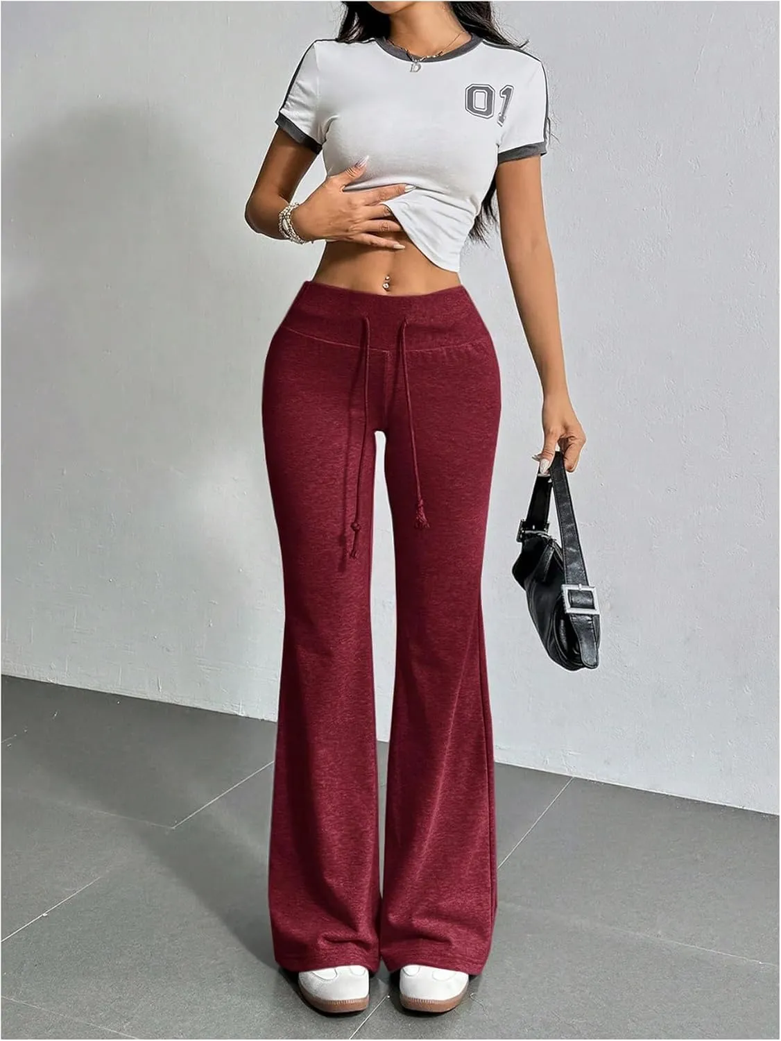 SHENHE Women's Drawstring Waist Bell Bottom Flare Leg Sweatpants Sports Causal Pants