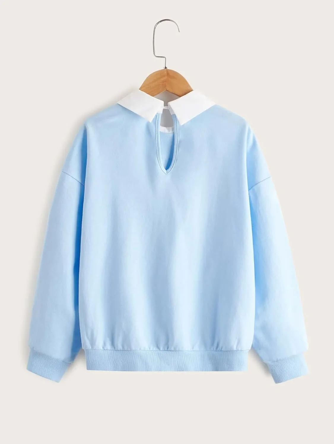 SOLY HUX Girl's Letter Graphic Sweatshirt Collared Drop Shoulder Long Sleeve Casual Pullover Tops