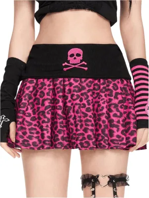 SOLY HUX Women's Goth Leopard Print Mini Skirt Low Rise Pleated Y2k Skirts