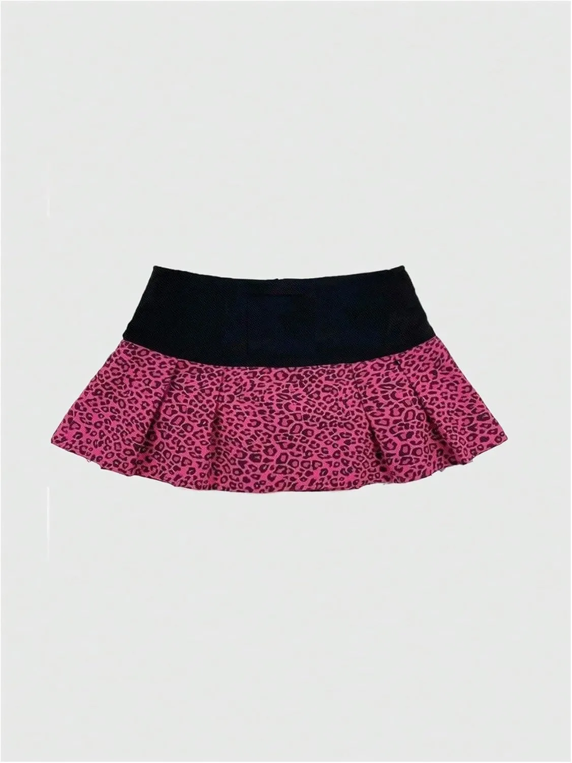 SOLY HUX Women's Goth Leopard Print Mini Skirt Low Rise Pleated Y2k Skirts