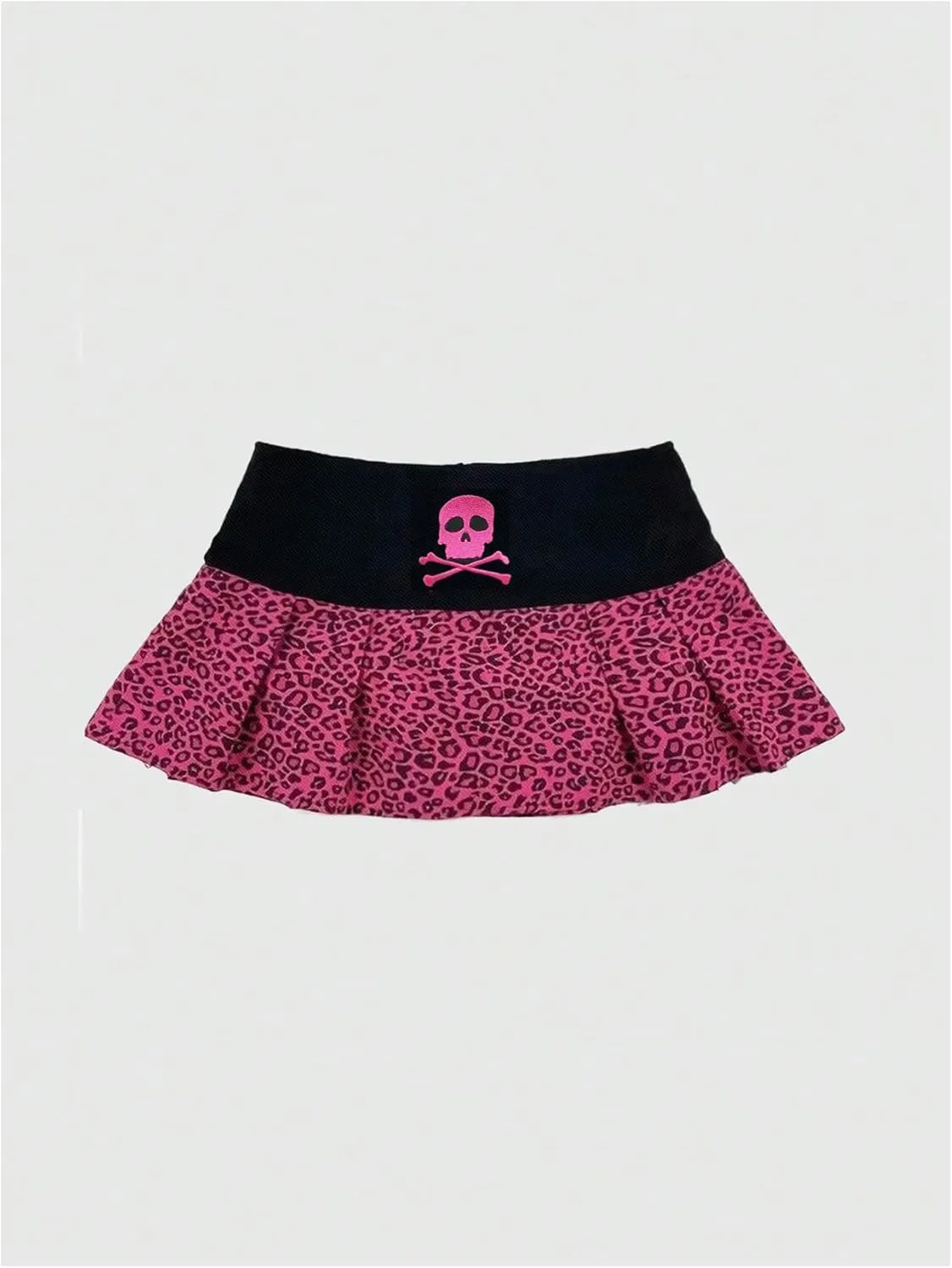 SOLY HUX Women's Goth Leopard Print Mini Skirt Low Rise Pleated Y2k Skirts