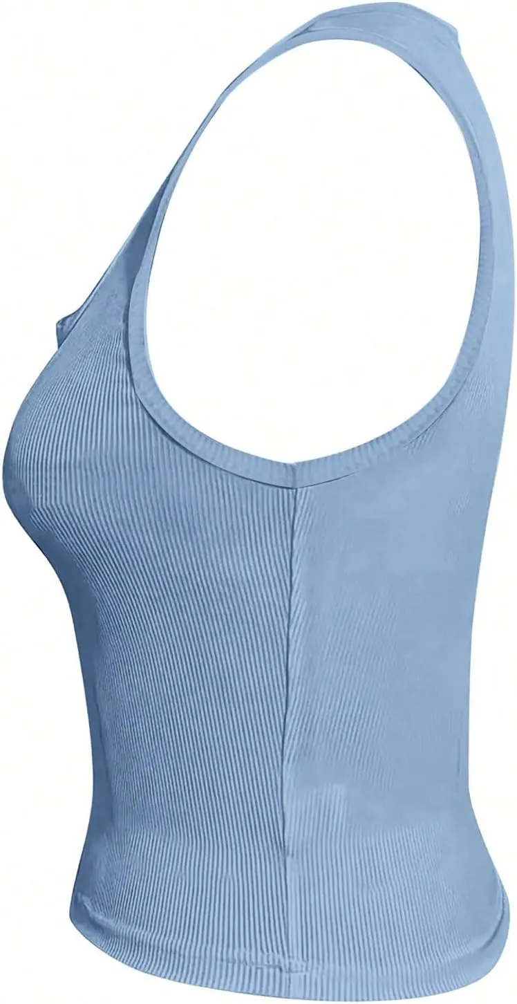 SOLY HUX Women's Letter Print Crop Tops Notched Neck Sleeveless Summer Y2k Tank Top