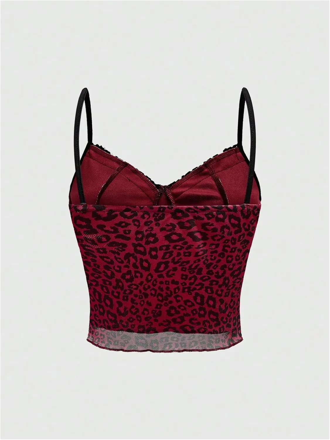 SOLY HUX Women's Y2k Lace Trim Leopard Print Camisole Tops Sleeveless Spaghetti Strap Cheetah Crop Tank Top
