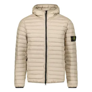 Stone Island Loom Woven Hooded Down Jacket Beige