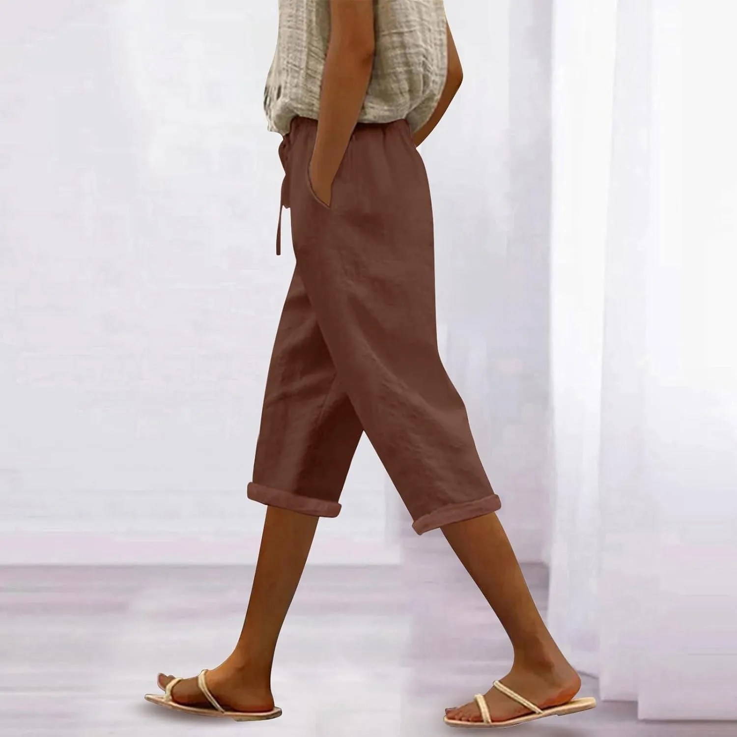Summer High Waisted Cotton Linen Palazzo Pants Wide Leg 2024 Lounge Pant Trousers Plus Size Palazzo Pants for Women