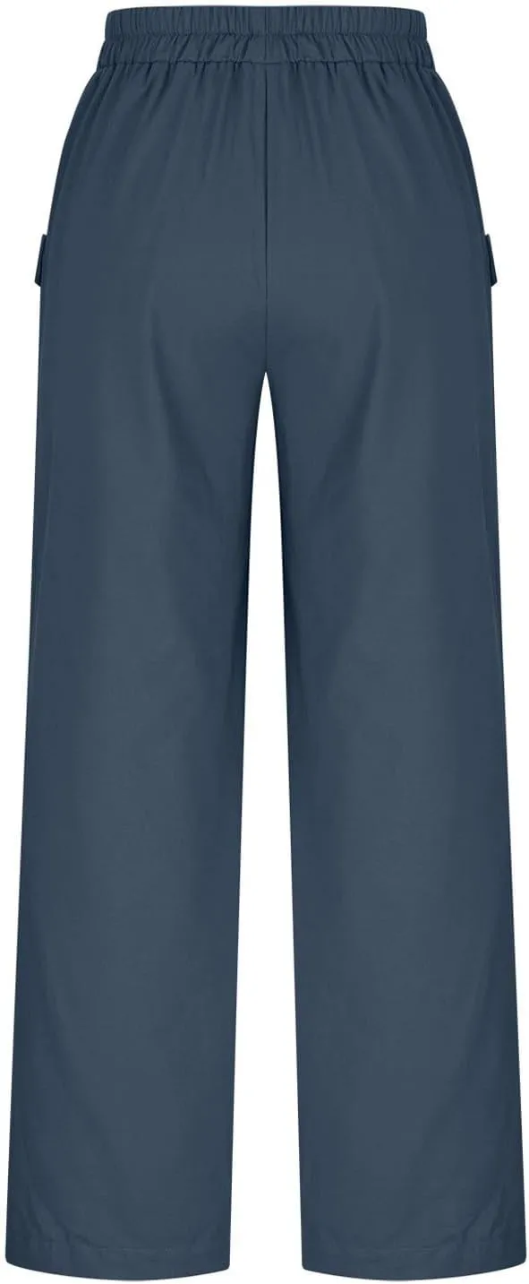 Summer Pants for Women Casual Loose Fit Linen Cropped Capri Pants 2025 Lightweight Drawstring Waist Trousers