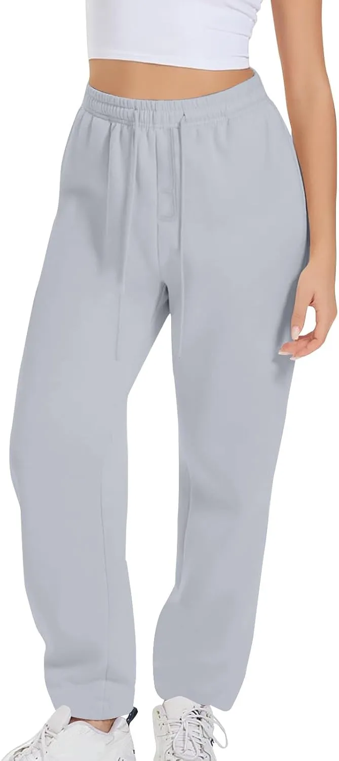 TARIENDY Women's High Waist Pants Casual Solid Color Sports Trousers Elastic-Lace-Up Sweatpants Comfy Long Pant with Pocket