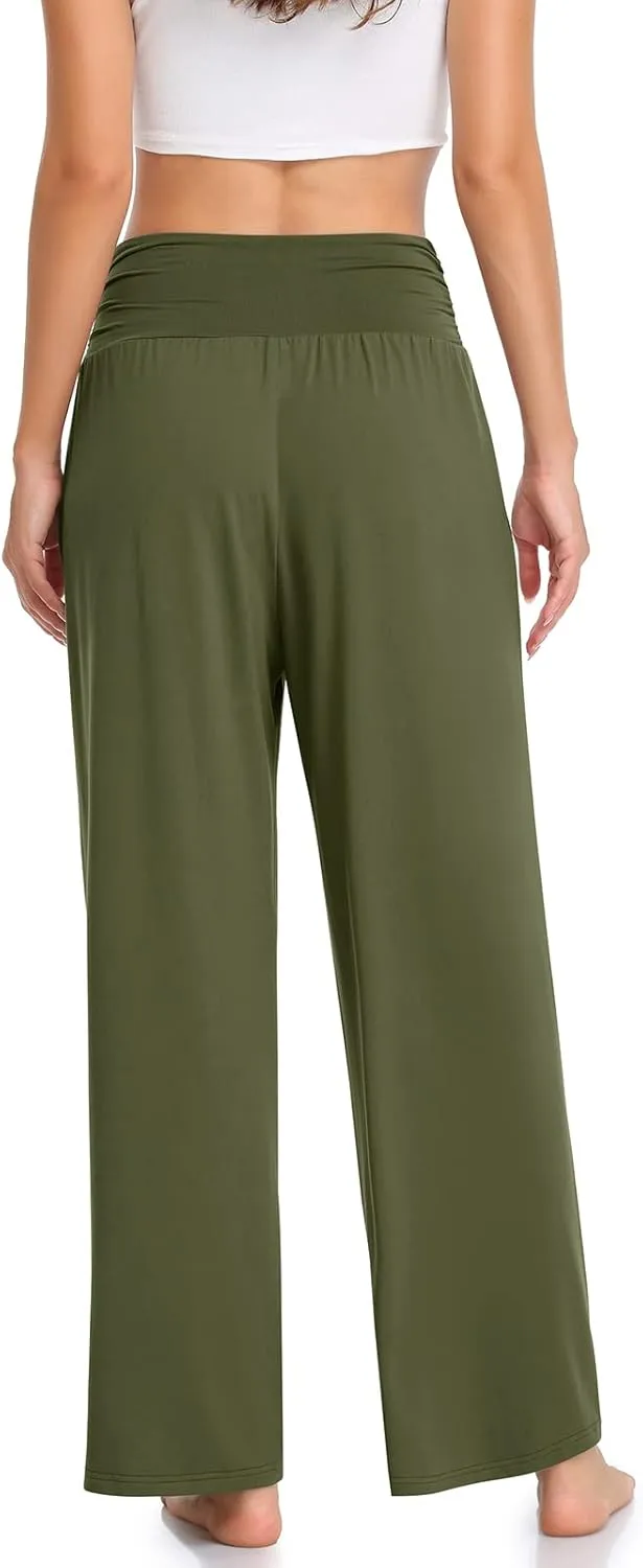 TARSE Womens Wide Leg Pants Casual Loose Yoga Sweatpants Comfy Lounge Pajama Flowy Pants Pockets