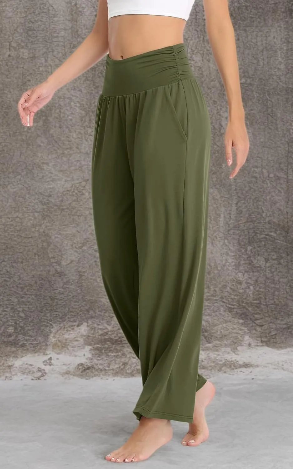 TARSE Womens Wide Leg Pants Casual Loose Yoga Sweatpants Comfy Lounge Pajama Flowy Pants Pockets