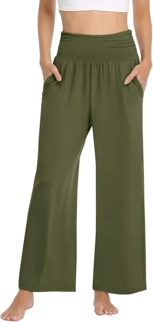 TARSE Womens Wide Leg Pants Casual Loose Yoga Sweatpants Comfy Lounge Pajama Flowy Pants Pockets