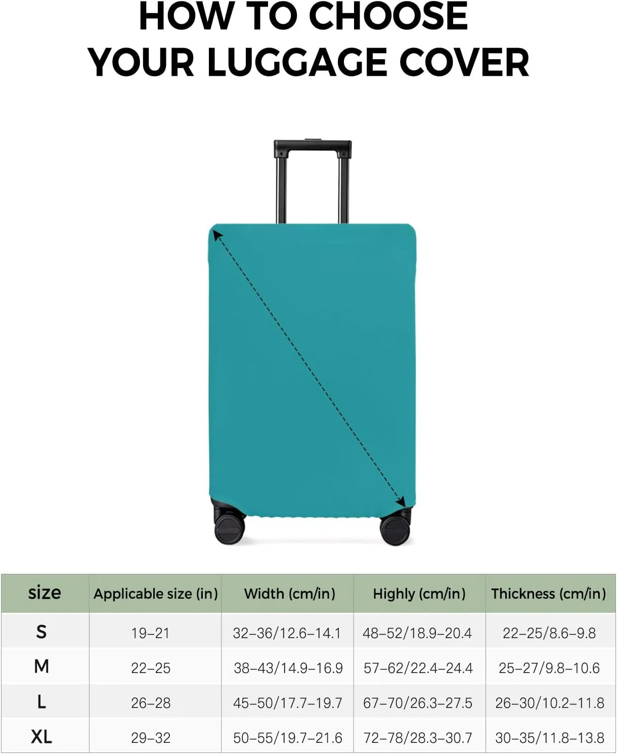 Teal Aqua Travel Luggage Cover, Tropical Ocean Beach Anti-scratch Travel Suitcase Protector Covers, Washable Elastic Baggage Covers Fit 19-21 Inch Carry on Luggage