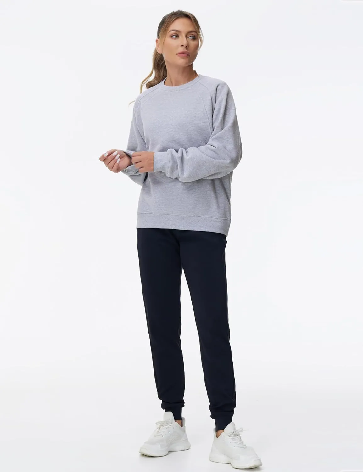 THE GYM PEOPLE Women's Oversized Fleece Sweatshirts Loose Fit Crewneck Long Sleeve Pullover Tops