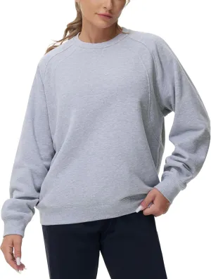 THE GYM PEOPLE Women's Oversized Fleece Sweatshirts Loose Fit Crewneck Long Sleeve Pullover Tops