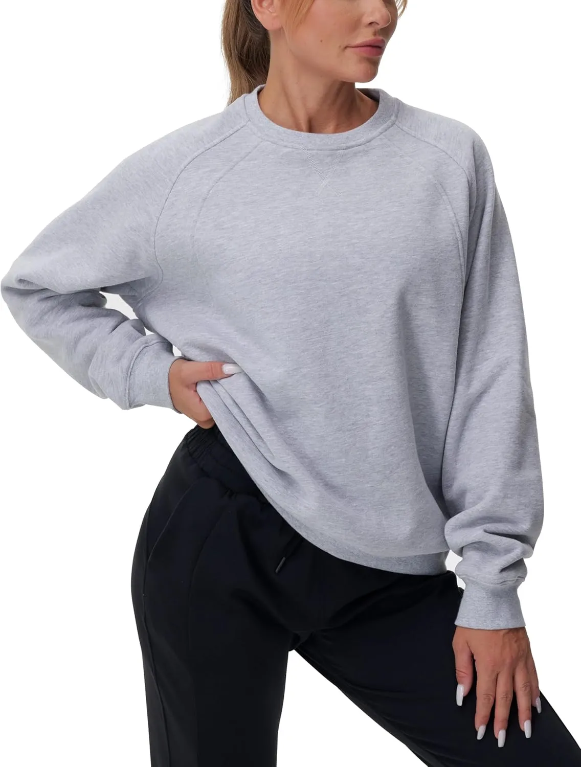 THE GYM PEOPLE Women's Oversized Fleece Sweatshirts Loose Fit Crewneck Long Sleeve Pullover Tops
