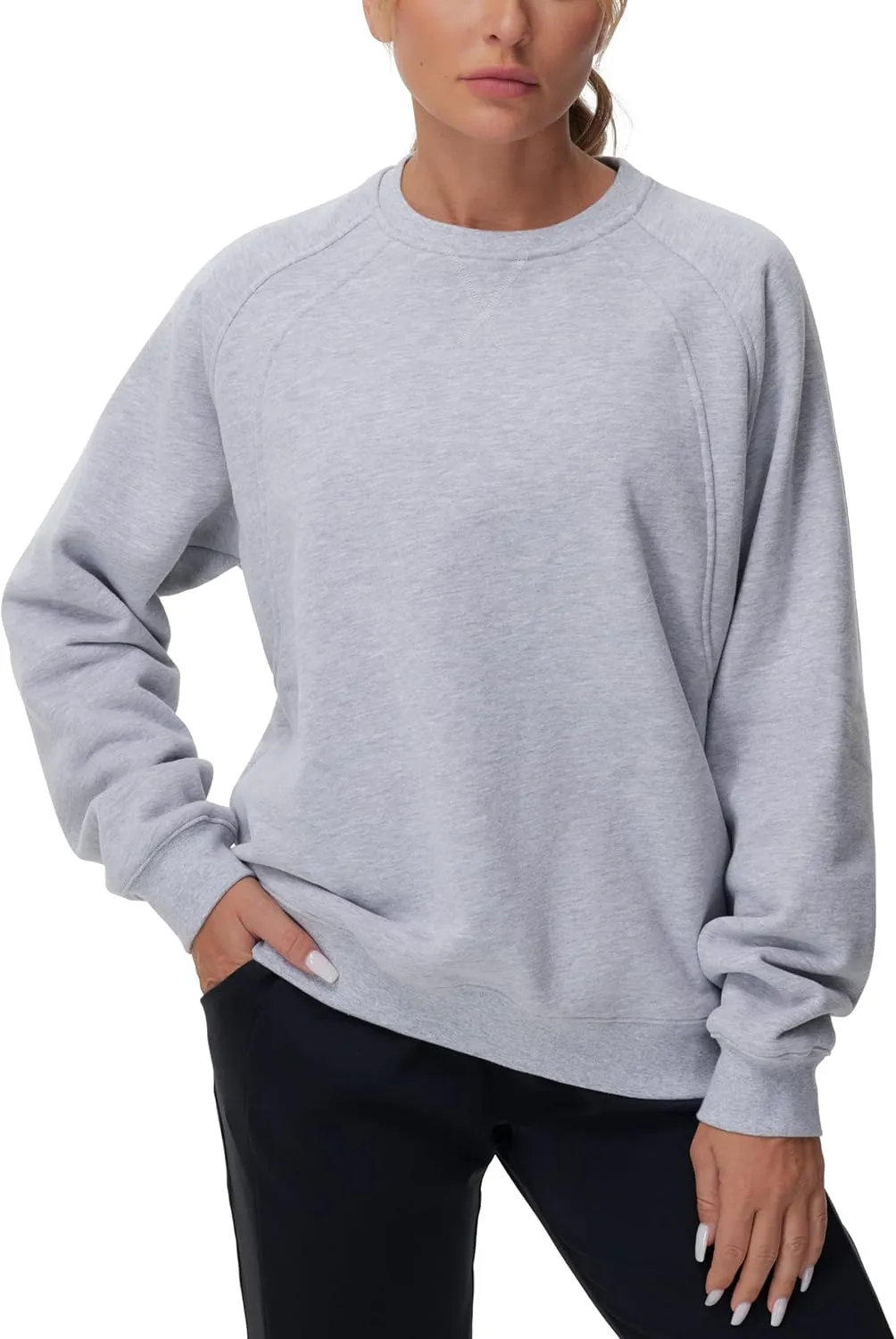 THE GYM PEOPLE Women's Oversized Fleece Sweatshirts Loose Fit Crewneck Long Sleeve Pullover Tops