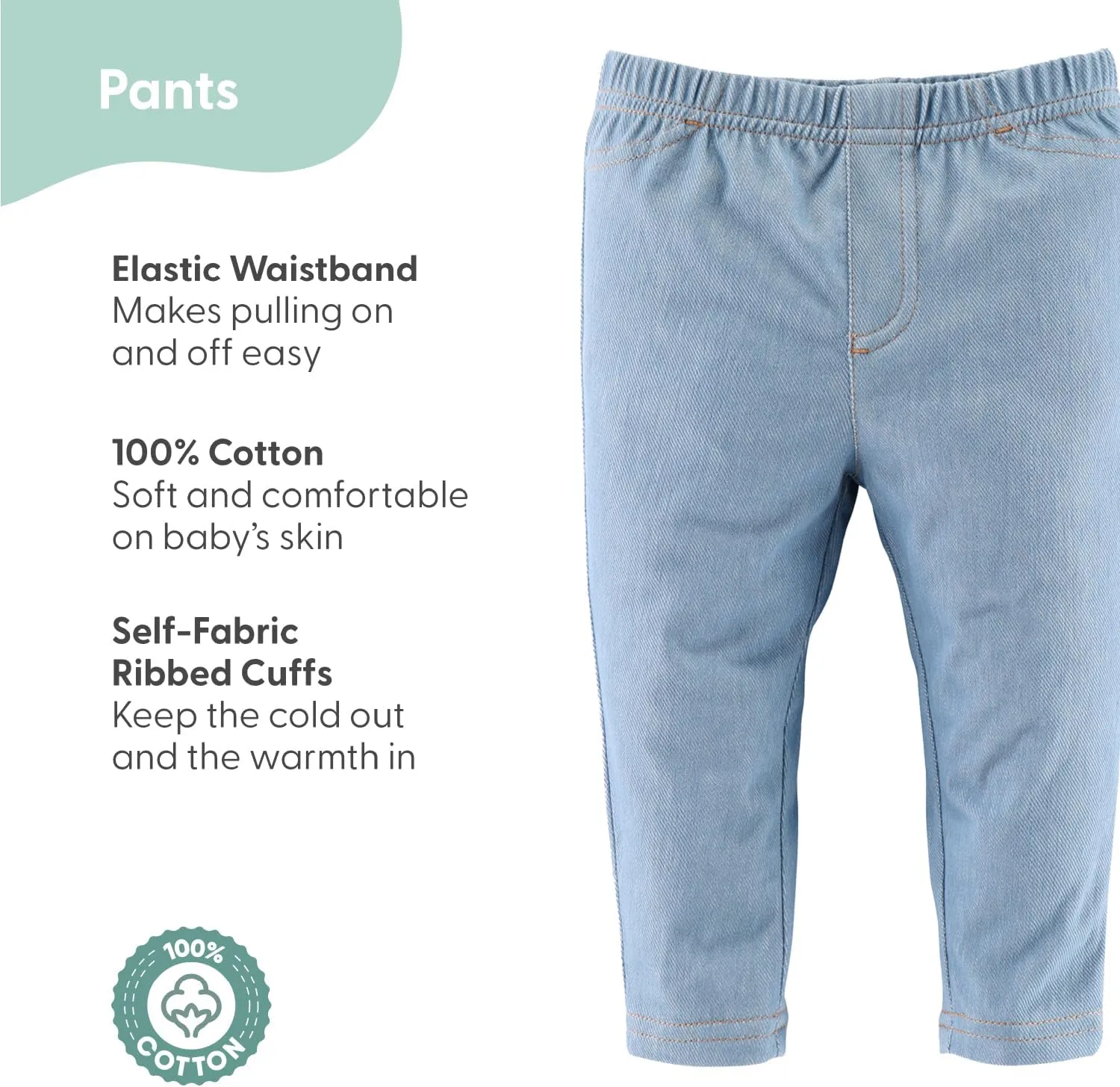 The Peanutshell Baby Boys or Girls Jeggings Set - Soft Stretchy Pants Boy & Girl Leggings, Infant and Toddler Clothes - Denim