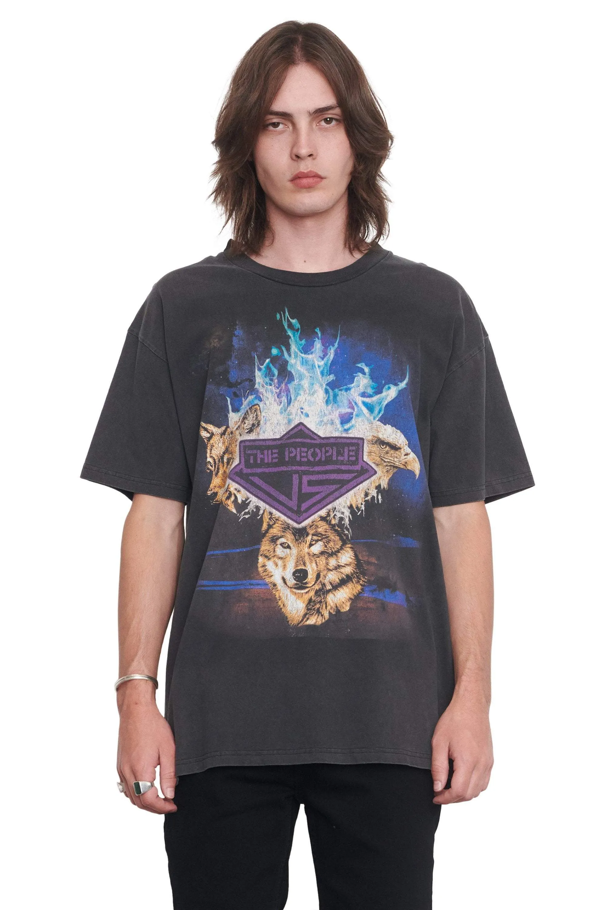 THE PEOPLE VS WOLF PACK VINTAGE TEE - BLACK