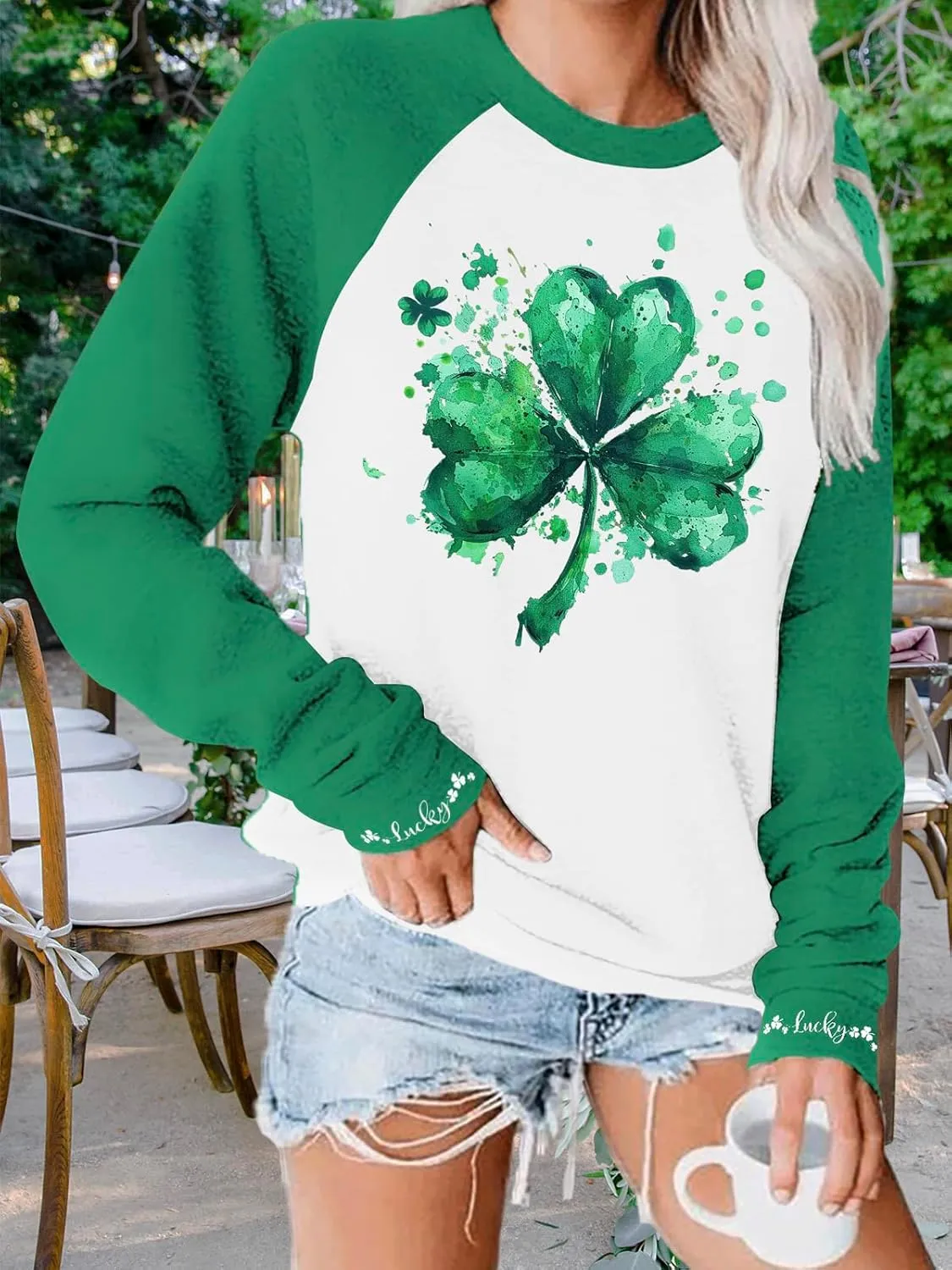 tiqwova Women Vintage Printed Long Sleeve Pullover Sweatshirt, Loose Caual Shirt Tops for Womens