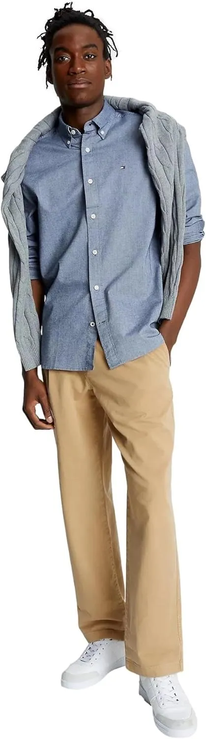 Tommy Hilfiger Men's Signature Long Sleeve Casual Button Down Shirt in Regular Fit 2025 Collection