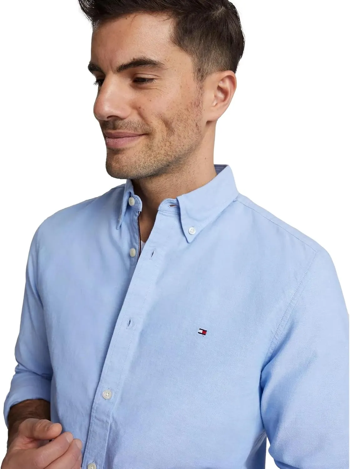Tommy Hilfiger Men's Signature Long Sleeve Casual Button Down Shirt in Regular Fit 2025 Collection