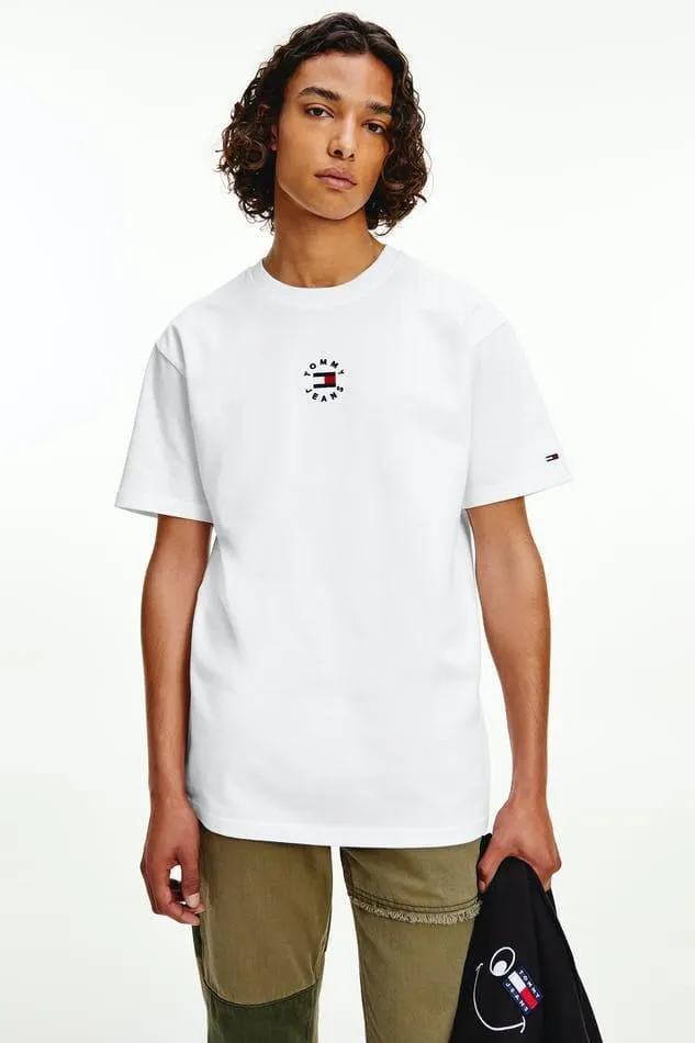 TOMMY JEANS TINY TOMMY CIRCULAR  TEE -  WHITE