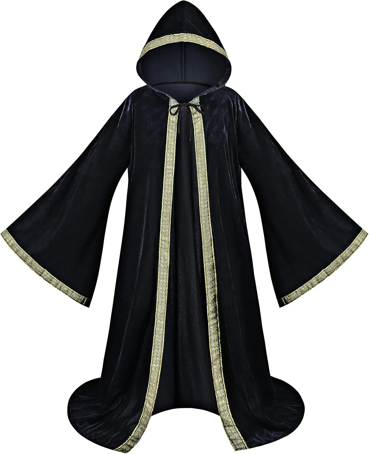 TOONRAIN Velvet Wizard Hooded Robe for Adult, Medieval Cape Renaissance Cloak for Men Women Halloween Costume