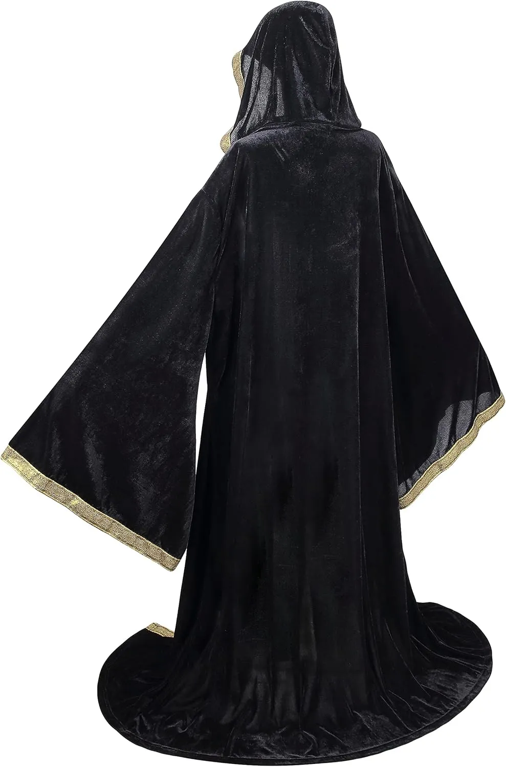 TOONRAIN Velvet Wizard Hooded Robe for Adult, Medieval Cape Renaissance Cloak for Men Women Halloween Costume