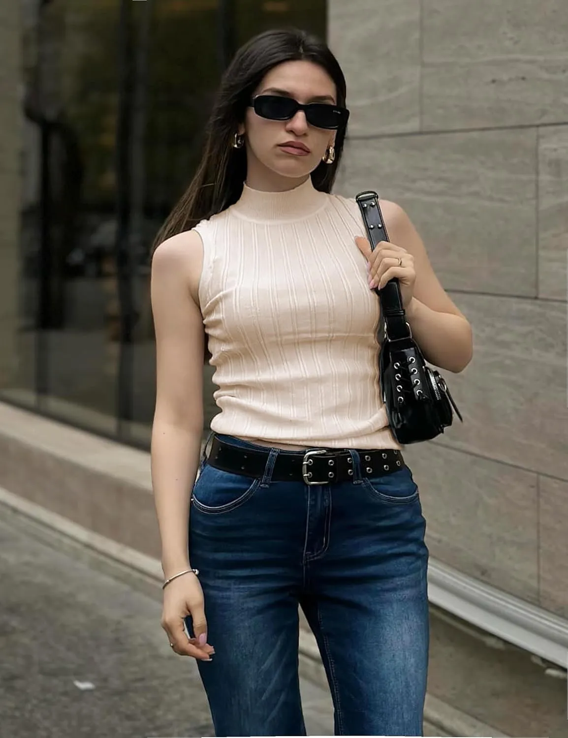 Totatuit Women Sleeveless Turtlenecks Mock Neck Tank Tops Ribbed Knit Slim Fitted Sweater Vest