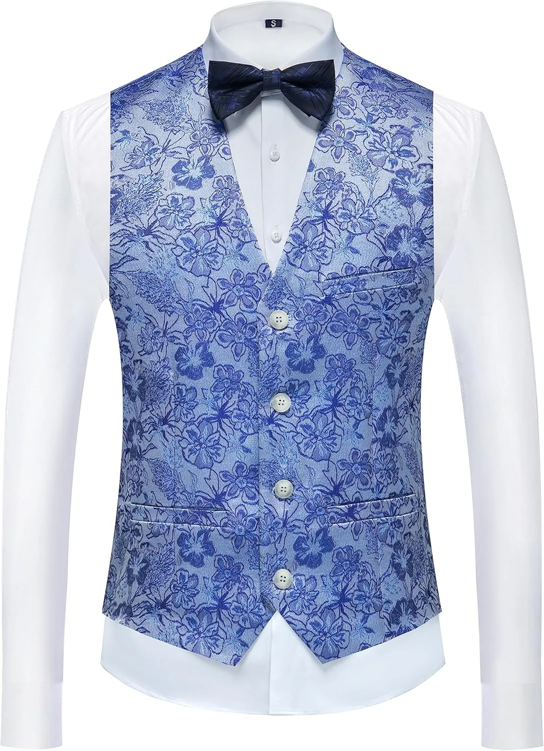 UNINUKOO Mens Slim Fit Suit 3 Piece 1 Button Paisley Prom Floral Wedding Tuxedo for Men