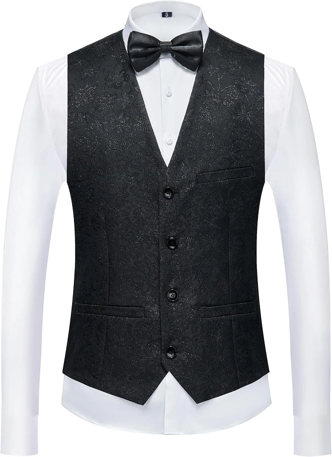 UNINUKOO Mens Slim Fit Suit 3 Piece 1 Button Paisley Prom Floral Wedding Tuxedo for Men