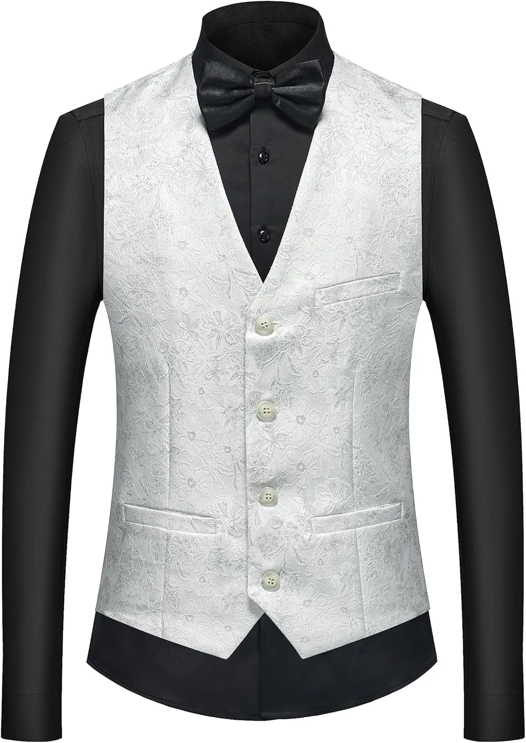 UNINUKOO Mens Slim Fit Suit 3 Piece 1 Button Paisley Prom Floral Wedding Tuxedo for Men