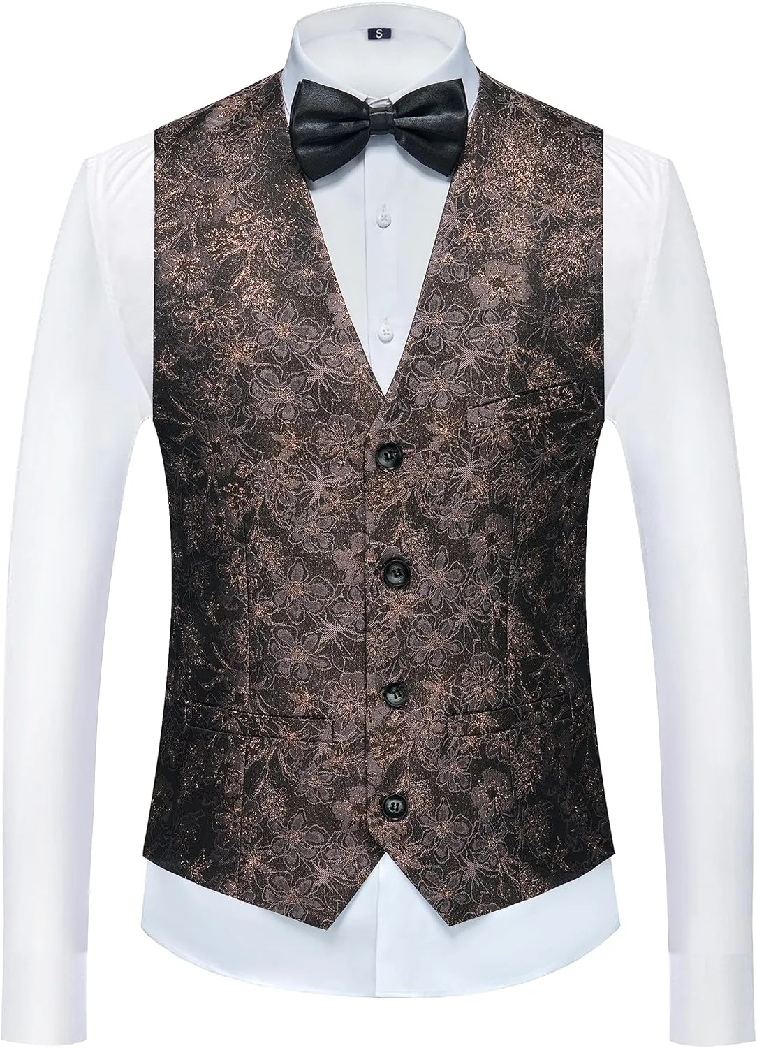 UNINUKOO Mens Slim Fit Suit 3 Piece 1 Button Paisley Prom Floral Wedding Tuxedo for Men