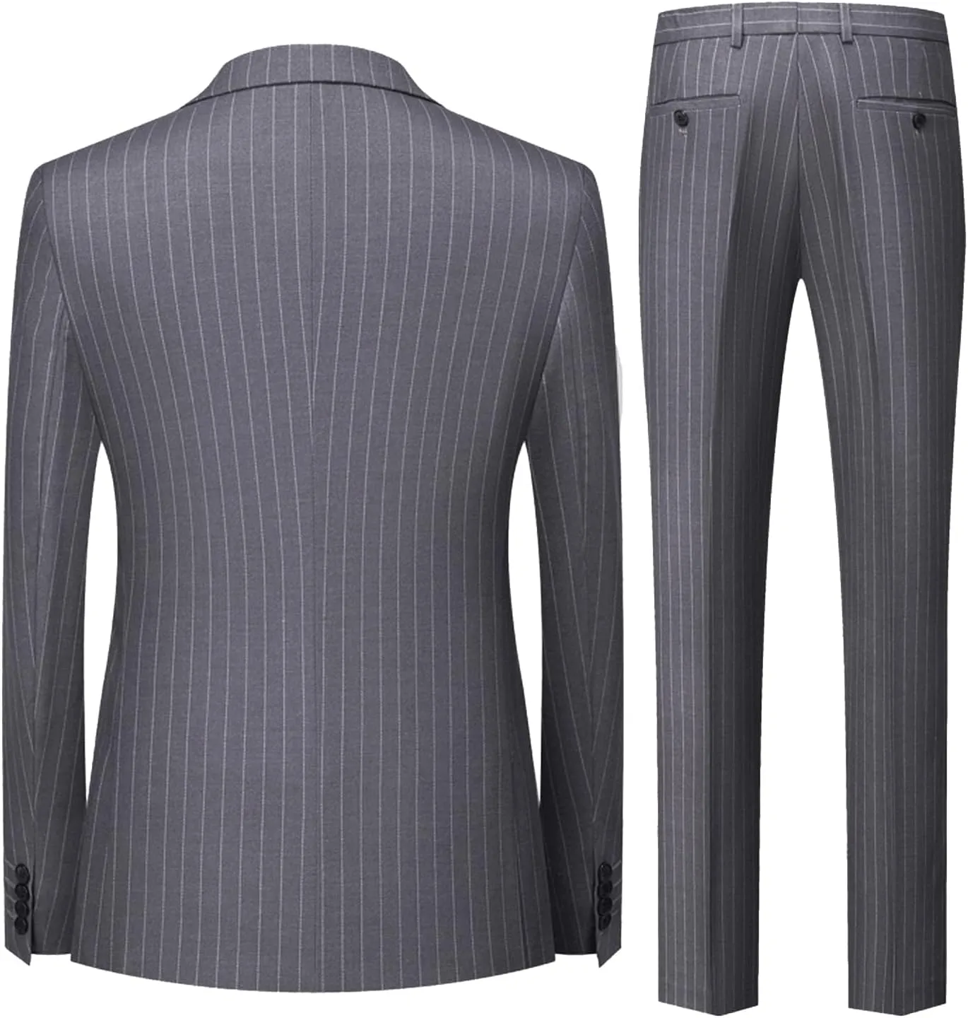 UNINUKOO Men's Suits 2 Piece Pinstripe Double Breasted Tuxedo Suit for Men Slim Fit Formal Dress Blazer Jacket Pants