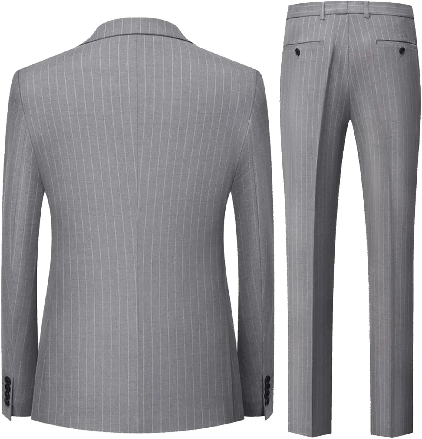 UNINUKOO Men's Suits 2 Piece Pinstripe Double Breasted Tuxedo Suit for Men Slim Fit Formal Dress Blazer Jacket Pants