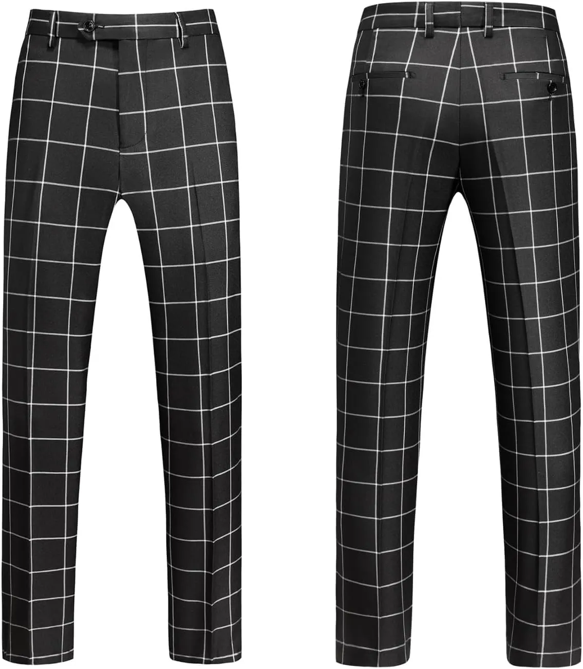UNINUKOO Men's Suits 2 Piece Plaid Double Breasted Slim Fit Checkered Wedding Casual Homecoming Tuxedo Jacket Dress Pants Set