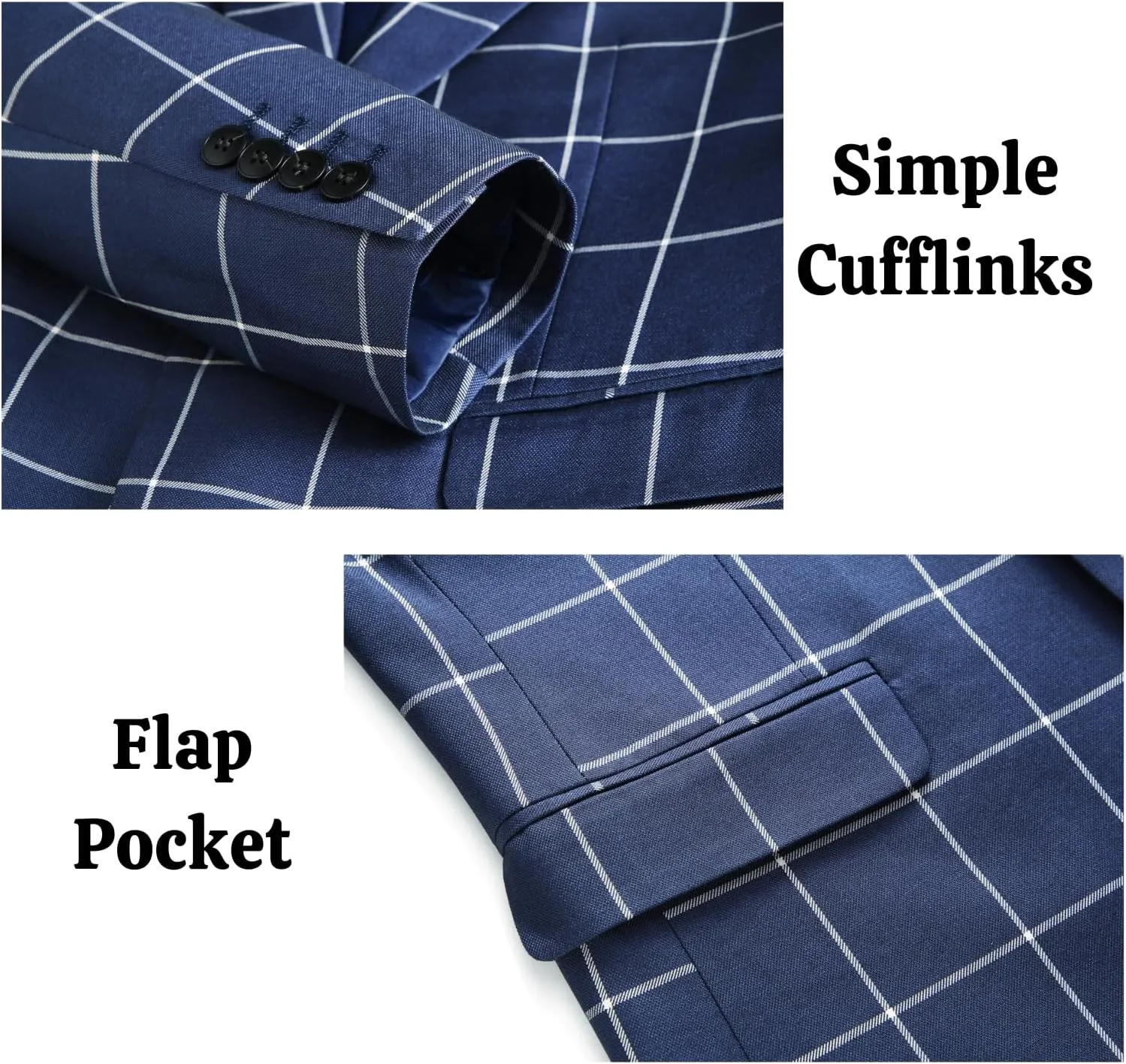 UNINUKOO Men's Suits 2 Piece Plaid Double Breasted Slim Fit Checkered Wedding Casual Homecoming Tuxedo Jacket Dress Pants Set