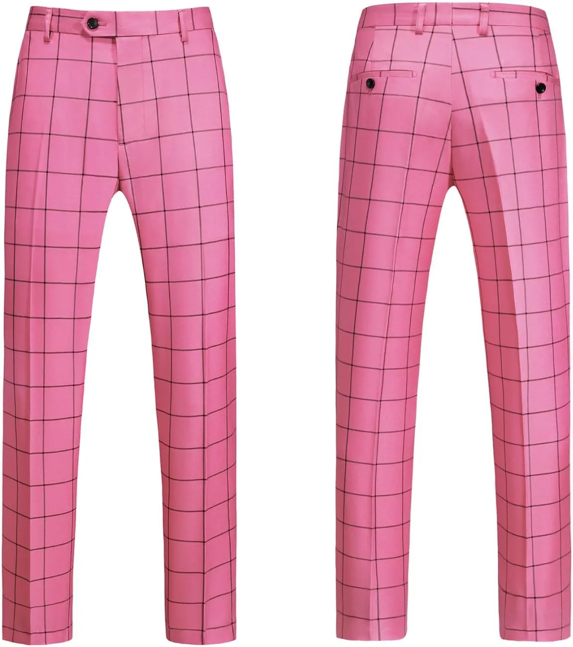 UNINUKOO Men's Suits 2 Piece Plaid Double Breasted Slim Fit Checkered Wedding Casual Homecoming Tuxedo Jacket Dress Pants Set