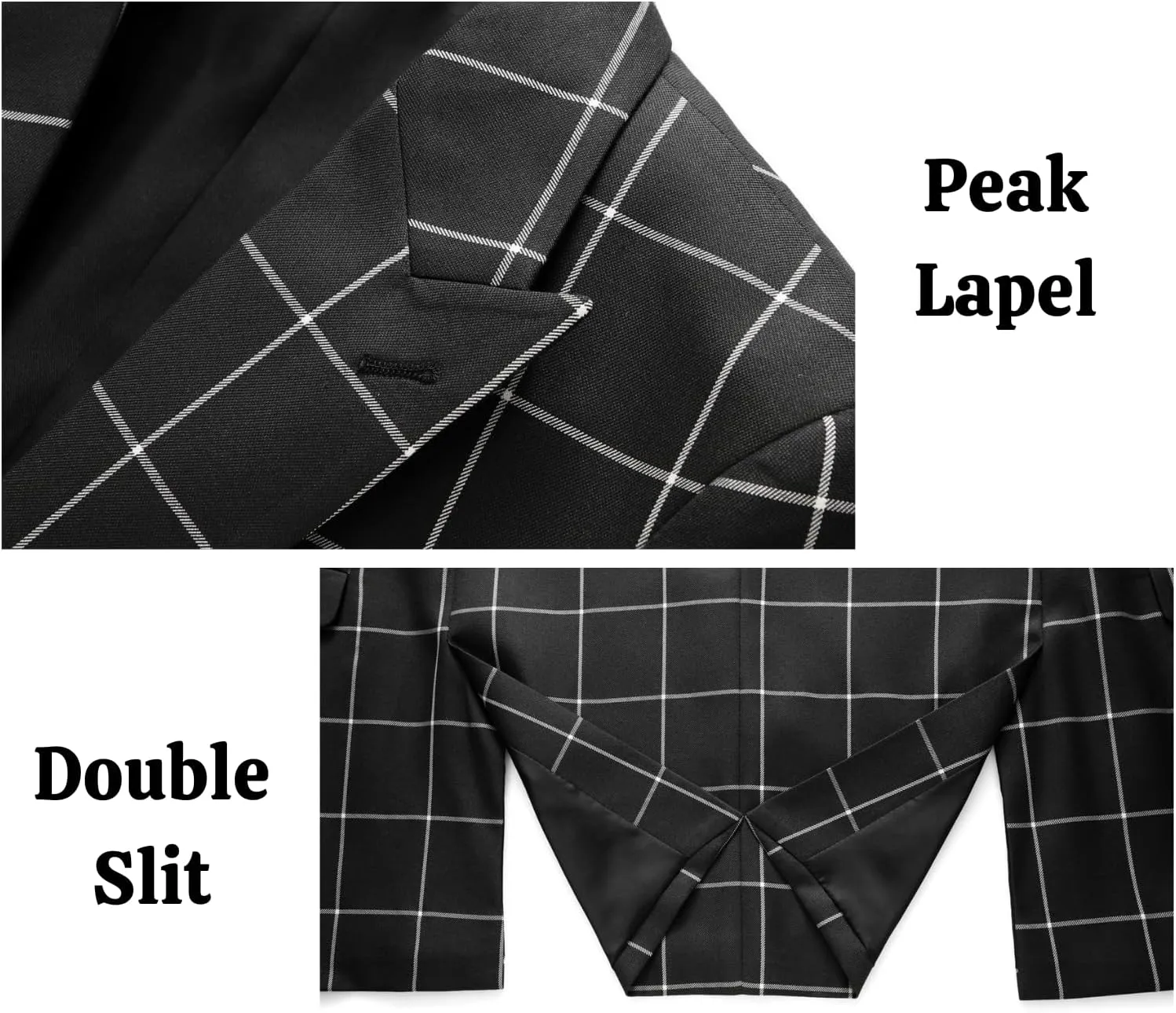 UNINUKOO Men's Suits 2 Piece Plaid Double Breasted Slim Fit Checkered Wedding Casual Homecoming Tuxedo Jacket Dress Pants Set