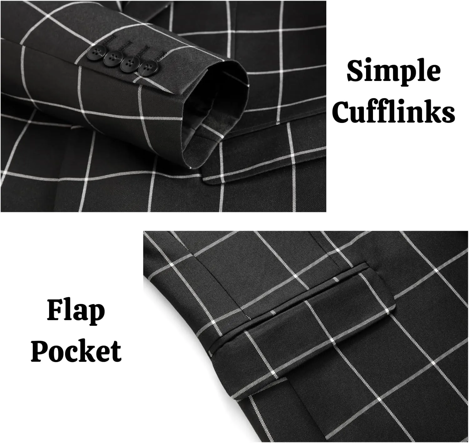 UNINUKOO Men's Suits 2 Piece Plaid Double Breasted Slim Fit Checkered Wedding Casual Homecoming Tuxedo Jacket Dress Pants Set