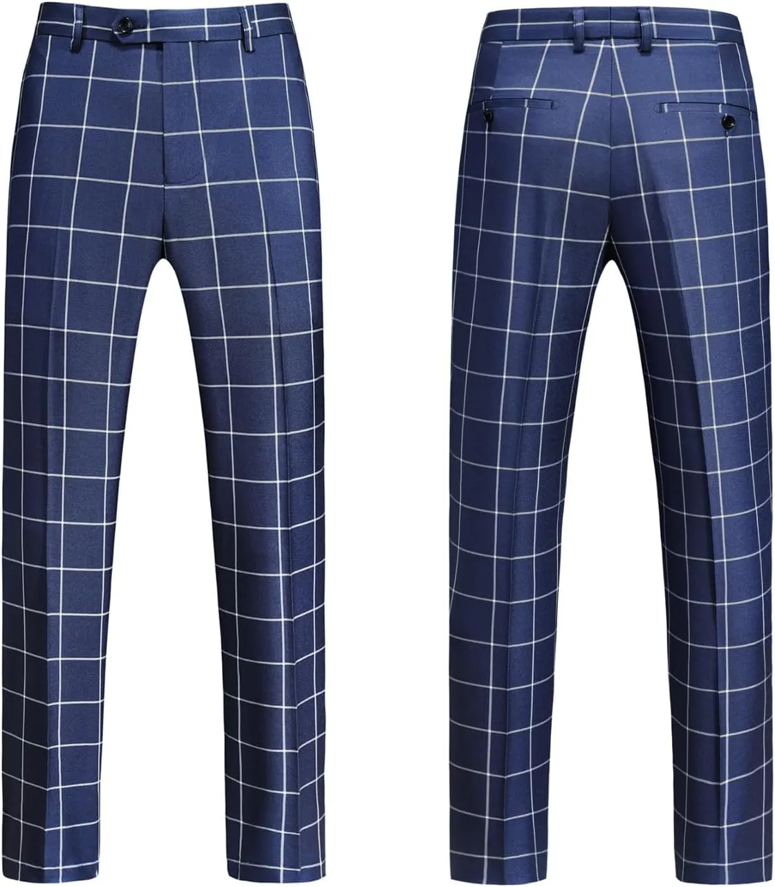 UNINUKOO Men's Suits 2 Piece Plaid Double Breasted Slim Fit Checkered Wedding Casual Homecoming Tuxedo Jacket Dress Pants Set