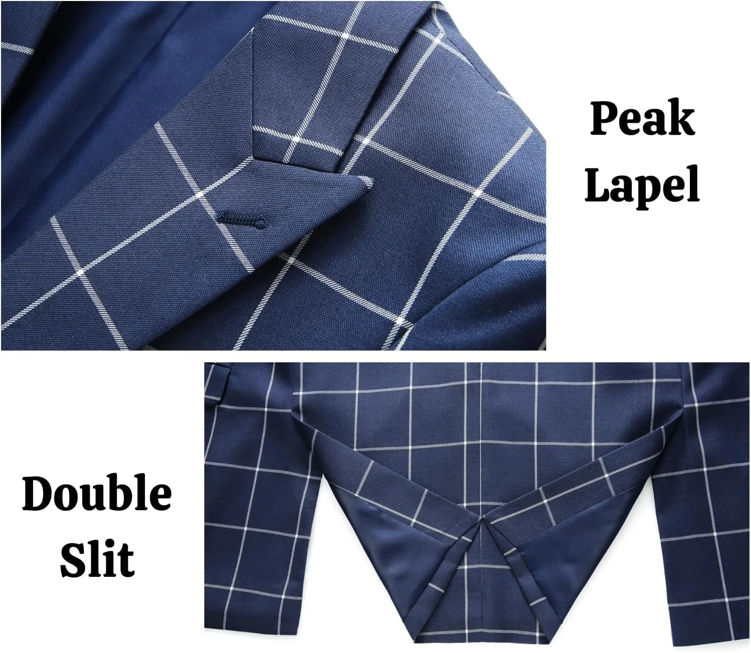 UNINUKOO Men's Suits 2 Piece Plaid Double Breasted Slim Fit Checkered Wedding Casual Homecoming Tuxedo Jacket Dress Pants Set