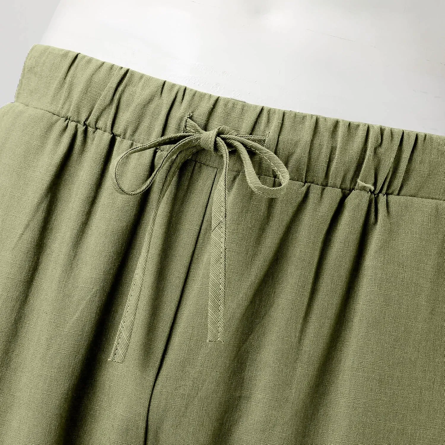 Vickyleb Men's Casual Linen Pants Elastic Drawstring Waist Loose Fit Straight Legs Summer Yoga Beach Long Pants for Men
