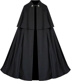 Victorian Vagabond Historical Steampunk Gothic Renaissance Cape Cloak Black