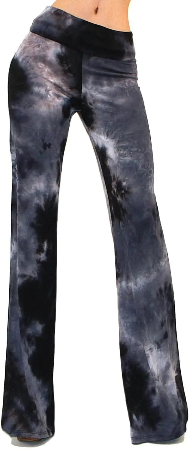 Vivicastle Women's USA Fold Over High Waist Wide Leg Long Palazzo Pants