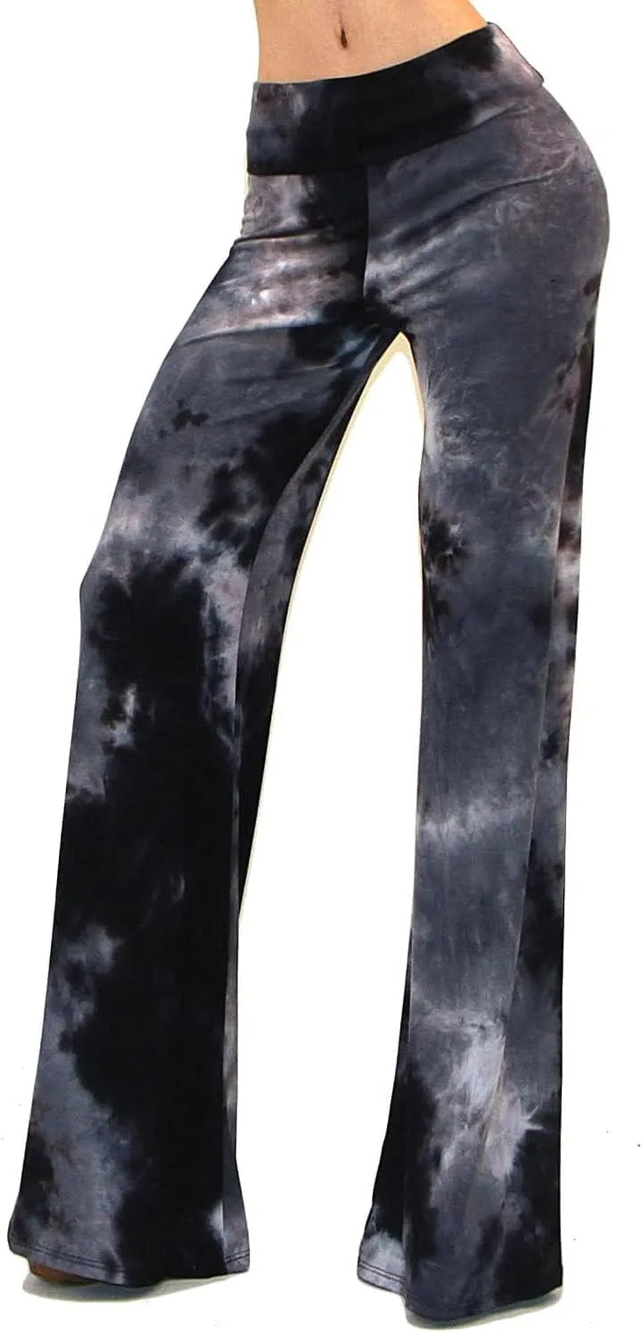 Vivicastle Women's USA Fold Over High Waist Wide Leg Long Palazzo Pants