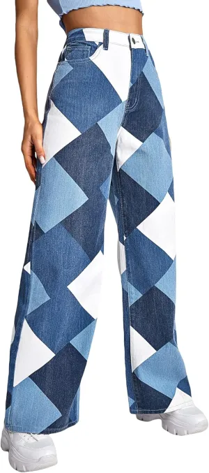 WDIRARA Women's Cow Print Ripped Jeans High Waisted Button Skinny Denim Pants