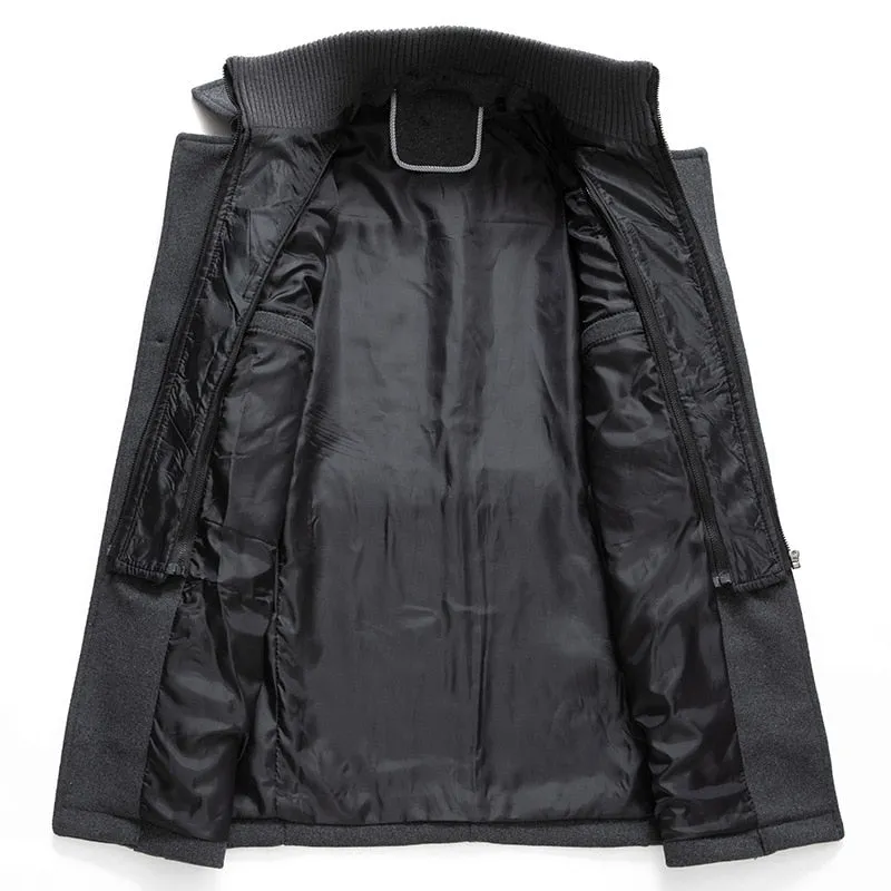 West Louis Business Double Collar Windbreaker Woolen Pea Coat