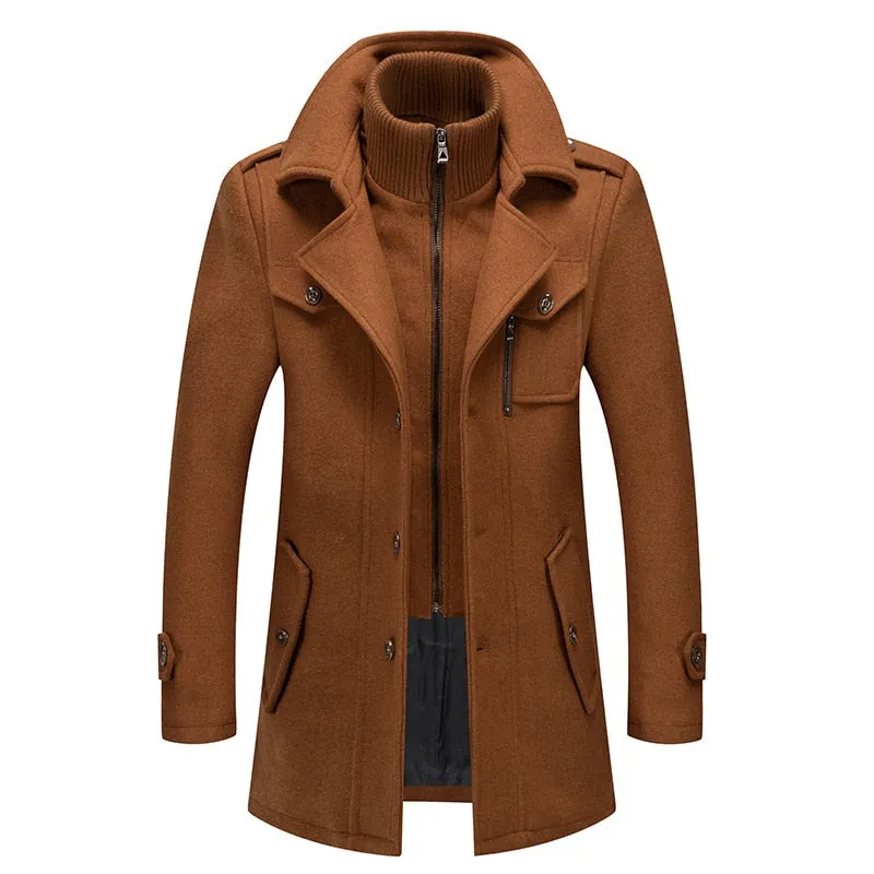 West Louis Business Double Collar Windbreaker Woolen Pea Coat