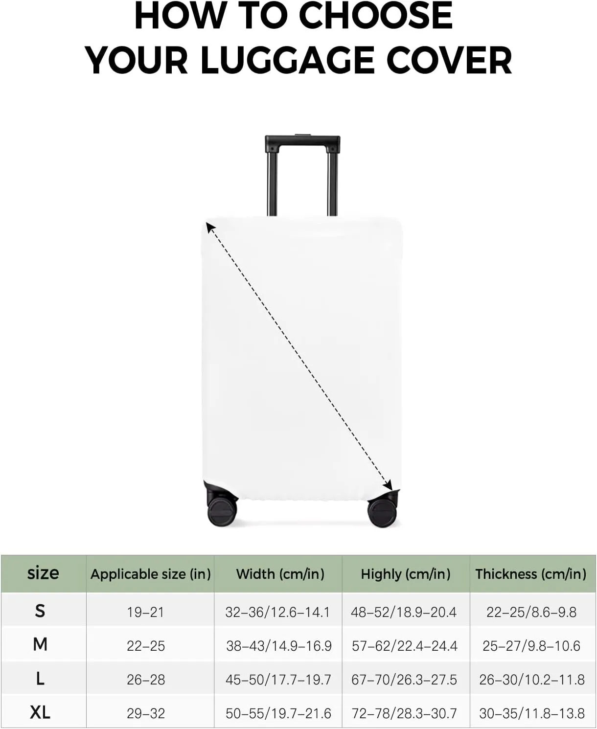 White Travel Luggage Cover, Anti-scratch Elastic Luggage Covers For Suitcase Protector, Washable Baggage Covers Fit 19-21 Inch Carry on Luggage